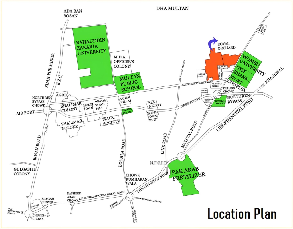 Royal Orchard Multan Location Plan